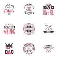 Happy Fathers Day Greeting Card 9 schwarz und rosa Happy Fathers Day Card Vintage Retro Type Font editierbare Vektordesign-Elemente vektor