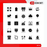 25 thematische Vektor-Solid-Glyphen und editierbare Symbole von Ballons Handdiagramm gdpr vr editierbare Vektordesign-Elemente vektor