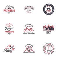 Happy Fathers Day Kalligrafie-Grußkarte 9 schwarz-rosa Typografie-Sammlung Vektor-Illustration editierbare Vektor-Design-Elemente vektor