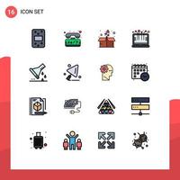 Stock Vector Icon Pack mit 16 Zeilenzeichen und Symbolen für Laborglaswaren, chemische Kolben, Geschenk, Laptop-Computer, bearbeitbare kreative Vektordesign-Elemente