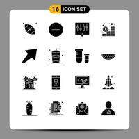 Universelle Symbolsymbole Gruppe von 16 modernen soliden Glyphen von U-Pfeildatenmünzen Investition editierbare Vektordesign-Elemente vektor