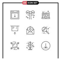 Aktienvektor-Icon-Pack mit 9 Zeilenzeichen und Symbolen für Spende-Kreditkarte-Monster-ATM-Player editierbare Vektordesign-Elemente vektor