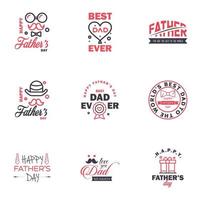 9 schwarze und rosa Happy Fathers Day Design Collection ein Satz von zwölf braun gefärbten Vatertagsdesigns im Vintage-Stil auf hellem Hintergrund editierbare Vektordesign-Elemente vektor