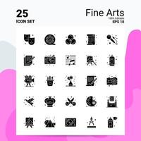 25 Fine Arts Icon Set 100 bearbeitbare eps 10 Dateien Business Logo Konzeptideen solides Glyphen-Icon-Design vektor