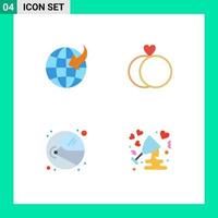 platt ikon packa av 4 universell symboler av pil kosmonaut äktenskap astronaut fira redigerbar vektor design element
