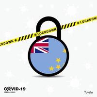 tuvalu lock down lock coronavirus pandemie bewusstseinsvorlage covid19 lock down design vektor