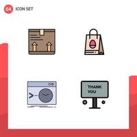 4 thematische Vektor-Filledline-Flachfarben und editierbare Symbole für editierbare Vektordesign-Elemente der Ostersoftware vektor