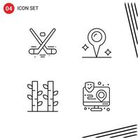 uppsättning av 4 modern ui ikoner symboler tecken för kanada Kina is plats växt redigerbar vektor design element
