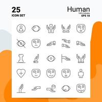 25 menschliche Symbolsatz 100 bearbeitbare Eps 10 Dateien Business Logo Konzept Ideen Linie Symboldesign vektor