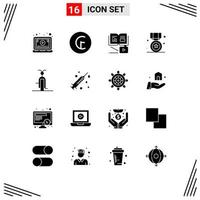 Stock Vector Icon Pack mit 16 Linienzeichen und Symbolen für Bike Win Growth Prize Award editierbare Vektordesign-Elemente