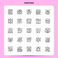 Umriss 25 Weihnachten Icon Set Vektor Line Style Design schwarze Icons Set lineare Piktogramm Pack Web und mobile Geschäftsideen Design Vektor Illustration