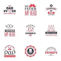 9 schwarze und rosa Happy Fathers Day Design Collection ein Satz von zwölf braun gefärbten Vatertagsdesigns im Vintage-Stil auf hellem Hintergrund editierbare Vektordesign-Elemente vektor