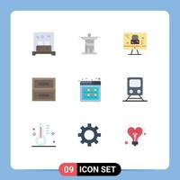 Stock Vector Icon Pack mit 9 Zeilenzeichen und Symbolen für Produkt kaufen dmca Protection Drawer Archive editierbare Vektordesign-Elemente