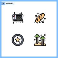 4 universelle gefüllte flache Farbzeichen Symbole von Joystick-Münzen-Fun-Food-Food-editierbaren Vektordesign-Elementen vektor