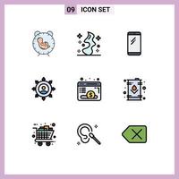 universell ikon symboler grupp av 9 modern fylld linje platt färger av chef förbindelse häxa företag android redigerbar vektor design element