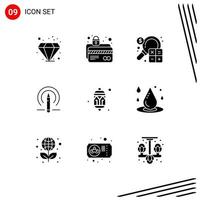 uppsättning av 9 modern ui ikoner symboler tecken för firande utbildning bokföring penna marknadsföring redigerbar vektor design element