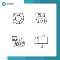 Aktienvektor-Icon-Pack mit 4 Zeilenzeichen und Symbolen für Strand-Gaming-Kunsthandwerk-Spiel editierbare Vektor-Design-Elemente vektor