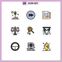 9 gefülltes flaches Farbkonzept für mobile Websites und Apps Bienentestflasche Datei Laborglaswaren Chemisches Labor editierbare Vektordesign-Elemente vektor