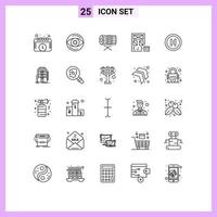 Aktienvektor-Icon-Pack mit 25 Zeilenzeichen und Symbolen für die Seitenentwicklung Trommelcodierung st editierbare Vektordesign-Elemente vektor