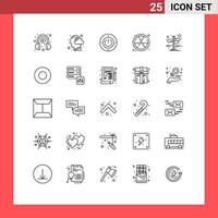 25 Benutzeroberflächen-Line-Pack mit modernen Zeichen und Symbolen von Float Fire Thinking Fighter Computing editierbare Vektordesign-Elemente vektor