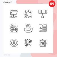 Stock Vector Icon Pack mit 9 Zeilenzeichen und Symbolen für handset Lieferwagen Kürbis Cyber Monday Medaille editierbare Vektordesign-Elemente