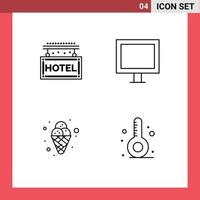stock vektor ikon packa av 4 linje tecken och symboler för hotell grädde resten tv mardi gras redigerbar vektor design element