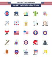 25 USA platt packa av oberoende dag tecken och symboler av baseboll pengar ljus väska amerikan redigerbar USA dag vektor design element