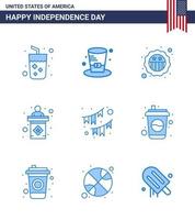 Happy Independence Day 9 Blues Icon Pack für Web und Print Ammern unterzeichnen amerikanische Bühne usa editierbare usa-Tag-Vektordesign-Elemente vektor