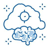 handgezeichnete illustration des gehirnwolkenzielgekritzelsymbols vektor