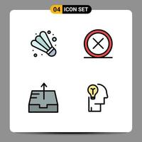 Aktienvektor-Icon-Pack mit 4 Zeilenzeichen und Symbolen für Badminton-Outbox Exit-Idee abbrechen editierbare Vektordesign-Elemente vektor