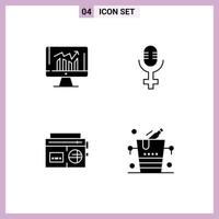 Stock Vector Icon Pack mit Linienzeichen und Symbolen für Business Music KPI Record Bucket editierbare Vektordesign-Elemente