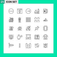 Aktienvektor-Icon-Pack mit 25 Zeilenzeichen und Symbolen für globale Problembenutzer moderne Business-editierbare Vektordesign-Elemente vektor