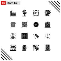 Stock Vector Icon Pack mit 16 Linienzeichen und Symbolen für Liebes-App-Zeichen-Shuffle-Musik editierbare Vektordesign-Elemente