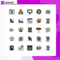 uppsättning av 25 modern ui ikoner symboler tecken för snabb mat tid styrelse digital klocka bock redigerbar vektor design element