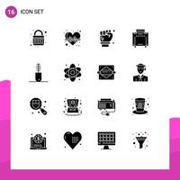 16 användare gränssnitt fast glyf packa av modern tecken och symboler av Kläder resa hälsa vård turist skruvnyckel redigerbar vektor design element