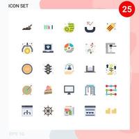 Stock Vector Icon Pack mit 25 Linienzeichen und Symbolen für optimale Keywords SEO-Coin-Keywords verpasste editierbare Vektordesign-Elemente