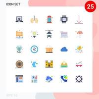 universell ikon symboler grupp av 25 modern platt färger av pil enheter sjukvård cpu ring upp redigerbar vektor design element