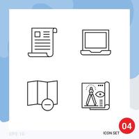 redigerbar vektor linje packa av 4 enkel fylld linje platt färger av data miljö kontor configure Karta redigerbar vektor design element