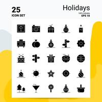 25 Feiertage Icon Set 100 bearbeitbare Eps 10 Dateien Business Logo Konzept Ideen solides Glyph Icon Design vektor