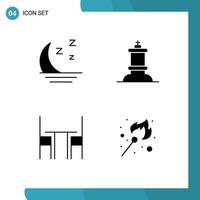 Satz von 4 modernen ui-Symbolen Symbole Zeichen für neblige Möbel Nachtkönig Tisch editierbare Vektordesign-Elemente vektor