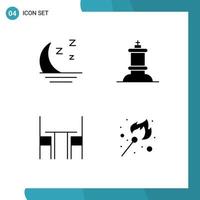 uppsättning av 4 modern ui ikoner symboler tecken för dimmig möbel natt kung tabell redigerbar vektor design element