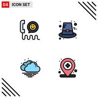 4 kreativ ikoner modern tecken och symboler av ring upp moln hjälp hatt väder redigerbar vektor design element