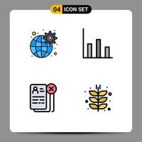 4 universelle Filledline-Flachfarben für Web- und mobile Anwendungen Einstellungen für den Lebenslauf der Ausrüstung Moderate bearbeitbare Vektordesign-Elemente für den Lebenslauf vektor