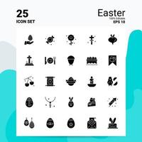 25 Ostern-Icon-Set 100 bearbeitbare Eps 10 Dateien Business-Logo-Konzept-Ideen solides Glyphen-Icon-Design vektor