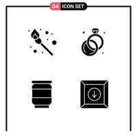 stock vektor ikon packa av 4 linje tecken och symboler för camping låda diamant öl produkt redigerbar vektor design element