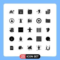 Gruppe von 25 soliden Glyphenzeichen und Symbolen zum Dokumentieren von Kaufrechten für mobil bearbeitbare Vektordesignelemente vektor