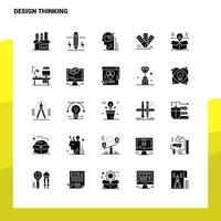 25 Design-Thinking-Icon-Set solide Glyphen-Icon-Vektor-Illustrationsvorlage für Web- und mobile Ideen für Unternehmen vektor