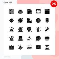 piktogram uppsättning av 25 enkel fast glyfer av app film app skede ridå redigerbar vektor design element