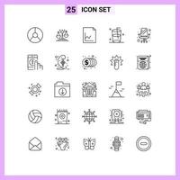 universell ikon symboler grupp av 25 modern rader av kontor stol finansiera vatten glas redigerbar vektor design element