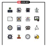 Stock Vektor Icon Pack mit 16 Zeilenzeichen und Symbolen für Datei Urlaubsgeschenk Thermometer Strand editierbare kreative Vektordesign-Elemente